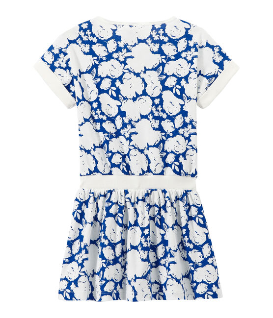 Girl's print dress MARSHMALLOW white/PERSE blue