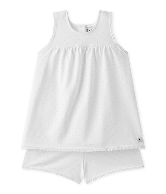 Pyjacourt fille à pois ton sur ton ECUME white