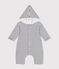 Babies' quilted cotton hooded jumpsuit MARSHMALLOW white/SMOKING blue