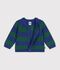 Babies' stripy wool and cotton knit cardigan multicolor/green