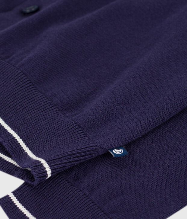 Children's plain cotton cardigan blue