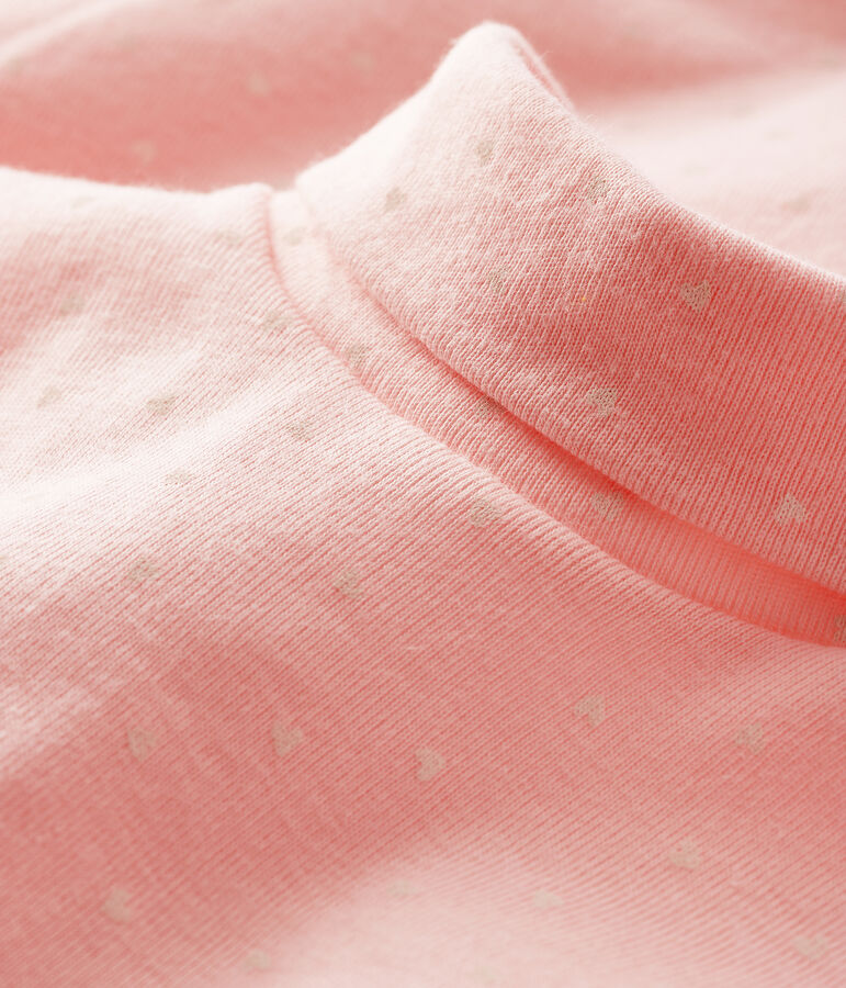 Babies' Long-Sleeved Roll-Neck Bodysuit MINOIS pink/MARSHMALLOW white
