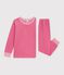 Children's plain ribbed velour pyjamas pink