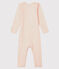 Babies' Striped Long Bodysuit in Cotton/Wool CHARME pink/MARSHMALLOW white