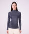 Women's stripy cotton rollneck top blue/white