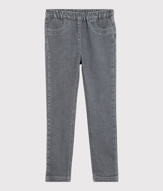 Girls' Denim Slim-Fit Trousers GRIS FONCE grey/DARK GREY