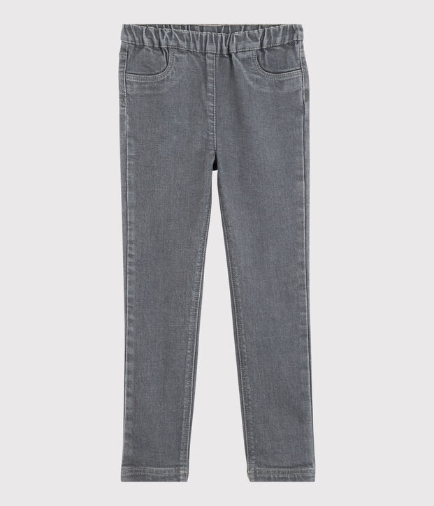 Girls' Denim Slim-Fit Trousers grey/DARK GREY