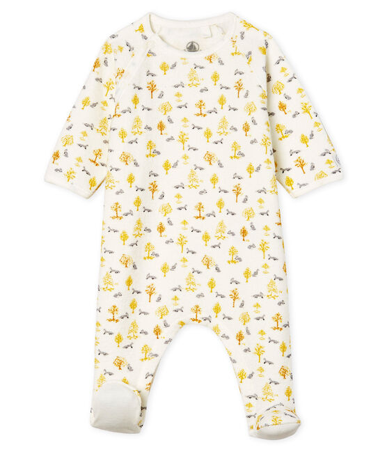 Baby Boys' Sleepsuit in Extra Warm Brushed Terry Towelling MARSHMALLOW white/MULTICO white