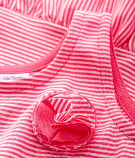 Baby girl's sleeveless knit dress GEISHA pink/MARSHMALLOW white
