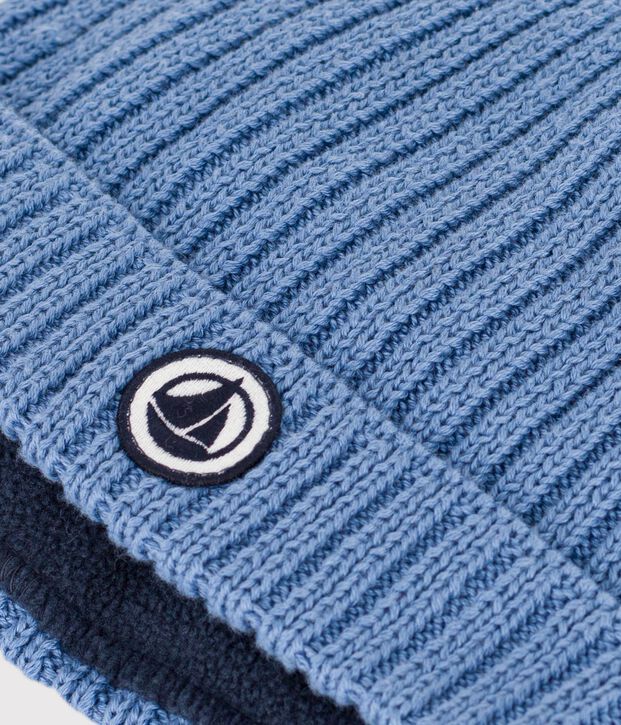 Babies' Knit Hat with Fleece Lining blue