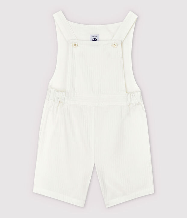 Baby Boys' Striped Poplin Dungaree Shorts white