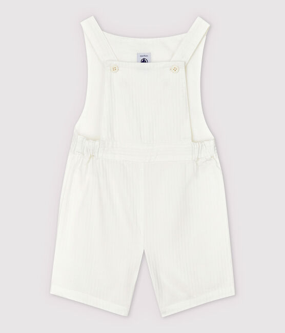 Baby Boys' Striped Poplin Dungaree Shorts MARSHMALLOW white