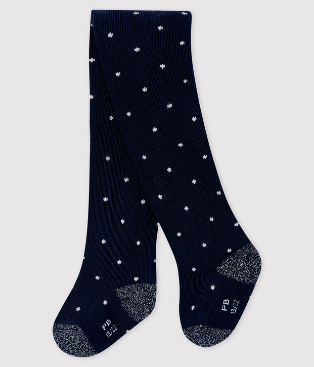 Baby girl's spotty tights blue/grey