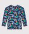 Children's long-sleeved printed UV protection swim T-shirt blue/multicolor