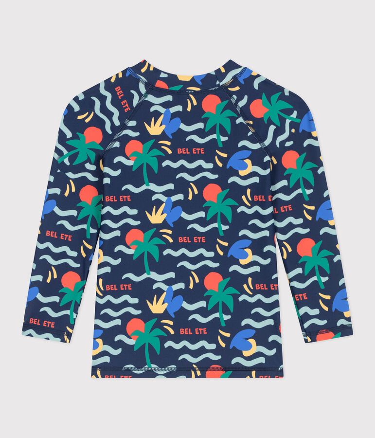 Children's long-sleeved printed UV protection swim T-shirt blue/multicolor