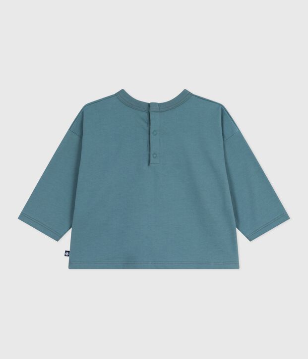 Long-sleeved cotton baby t-shirt blue