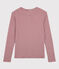 Women's Iconic Round-Neck Striped Cotton T-Shirt SANGRIA red/MARSHMALLOW