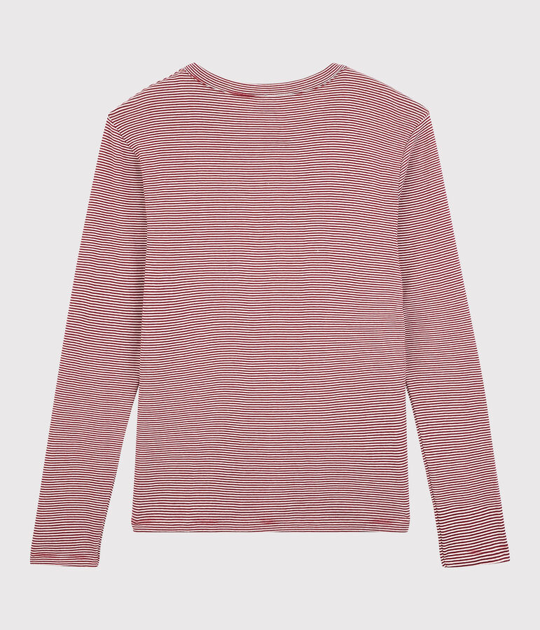 Women's Iconic Round-Neck Striped Cotton T-Shirt red/white