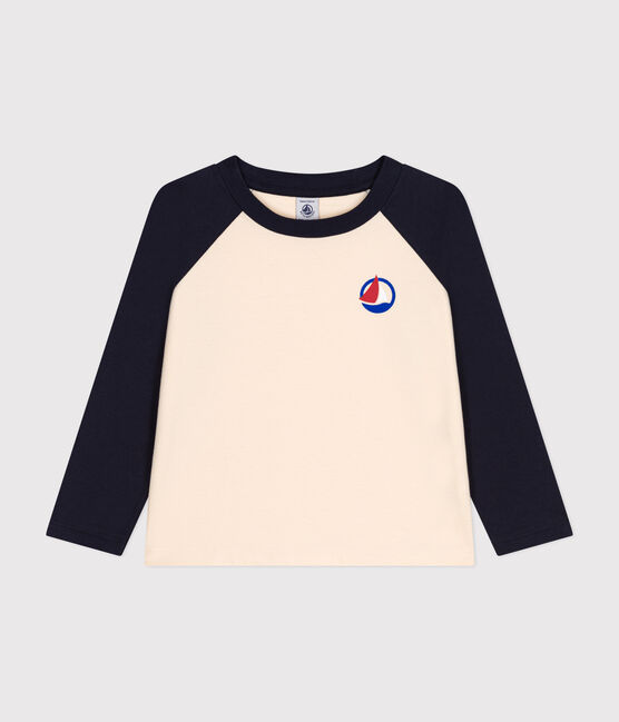 Little boys' long-sleeved fine jersey T-shirt AVALANCHE white/SMOKING blue