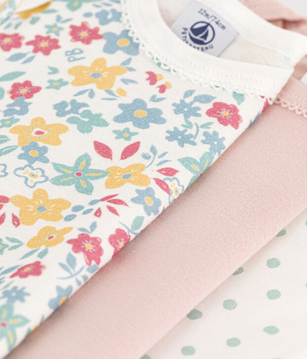 Short-Sleeved Floral Cotton Bodysuits - 3-Pack multicolor