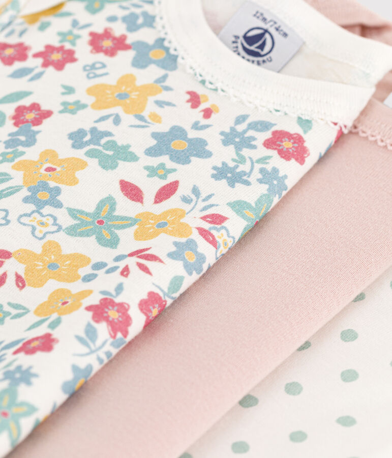 Short-Sleeved Floral Cotton Bodysuits - 3-Pack multicolor