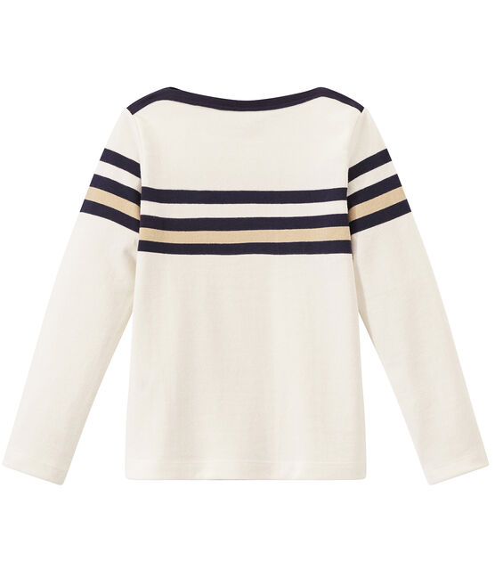 Boy's sailor top in heavyweight jersey MARSHMALLOW white/MULTICO white
