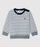 Babies' Cotton T-Shirt MARSHMALLOW white/SMOKING blue