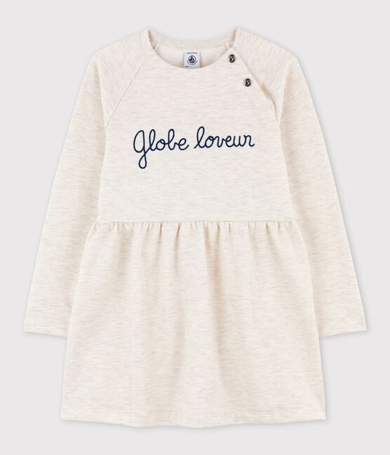 Girls' Long-Sleeved Fleece Dress MONTELIMAR CHINE beige