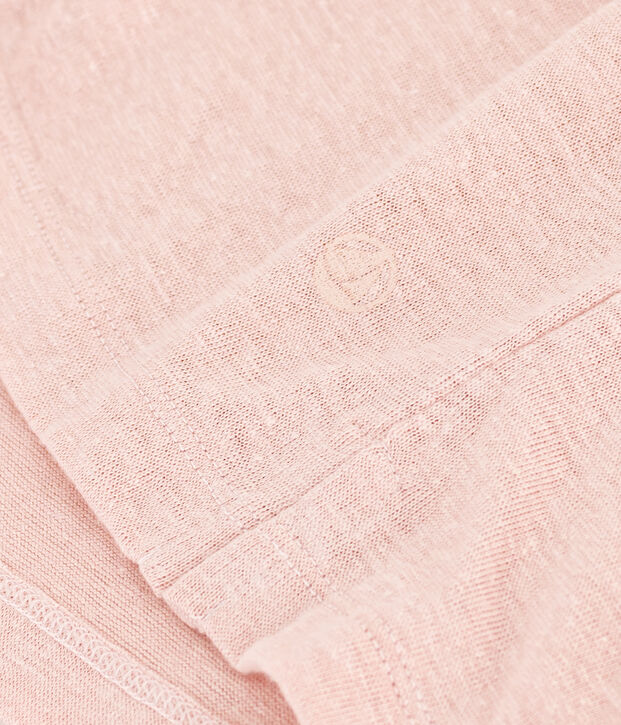 Women's Straight Round-Neck Linen T-Shirt pink