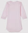 Baby girls' long-sleeved bodysuit VIENNE pink/ECUME white