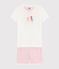 Girls' Seahorse Pattern Cotton Short Pyjamas MARSHMALLOW white/GRETEL pink