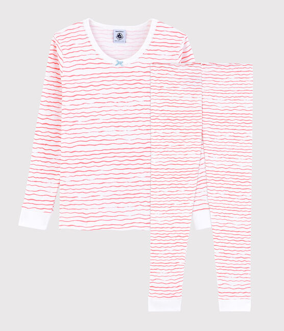 Boys' Pink Wavy Print Snugfit Cotton Pyjamas MARSHMALLOW white/GRETEL pink