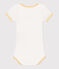 Babies' short-sleeved printed cotton body MARSHMALLOW white