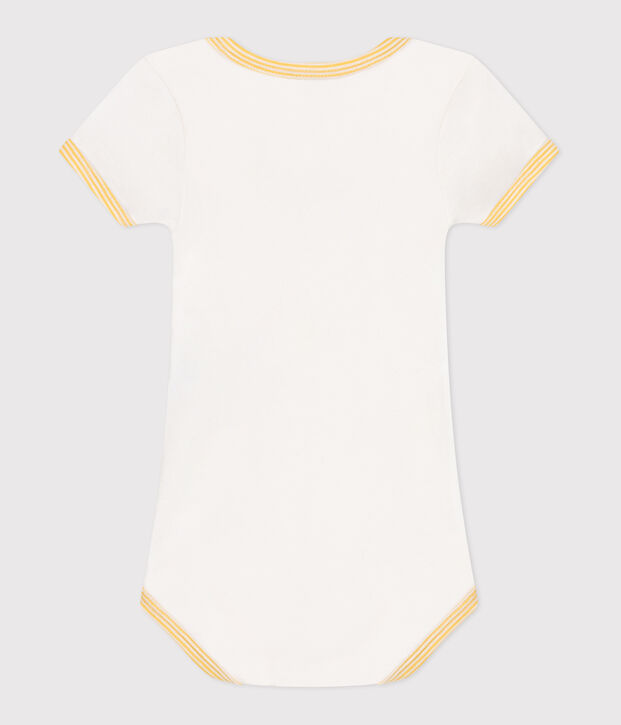 Babies' short-sleeved printed cotton body white