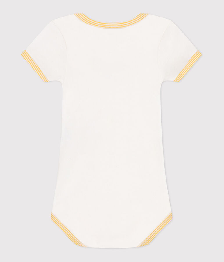 Babies' short-sleeved printed cotton body white