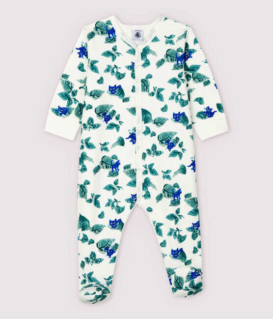 Babies' Cat Print Double-Sided Jersey Sleepsuit MARSHMALLOW white/MULTICO white