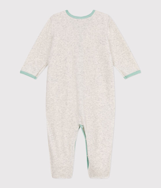 Babies' plain velour pyjama suit MONTELIMAR CHINE beige