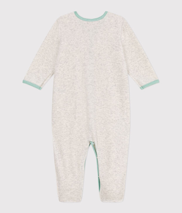 Babies' plain velour pyjama suit beige