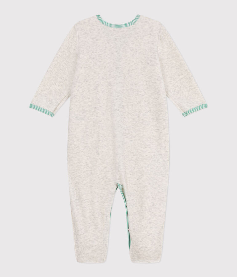 Babies' plain velour pyjama suit beige