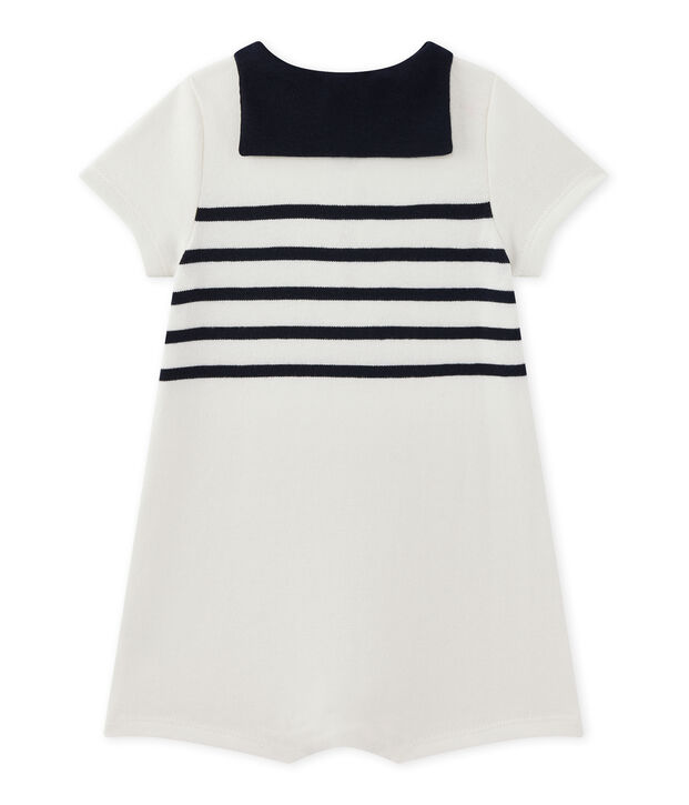 Baby boy's short-sleeved romper white/blue