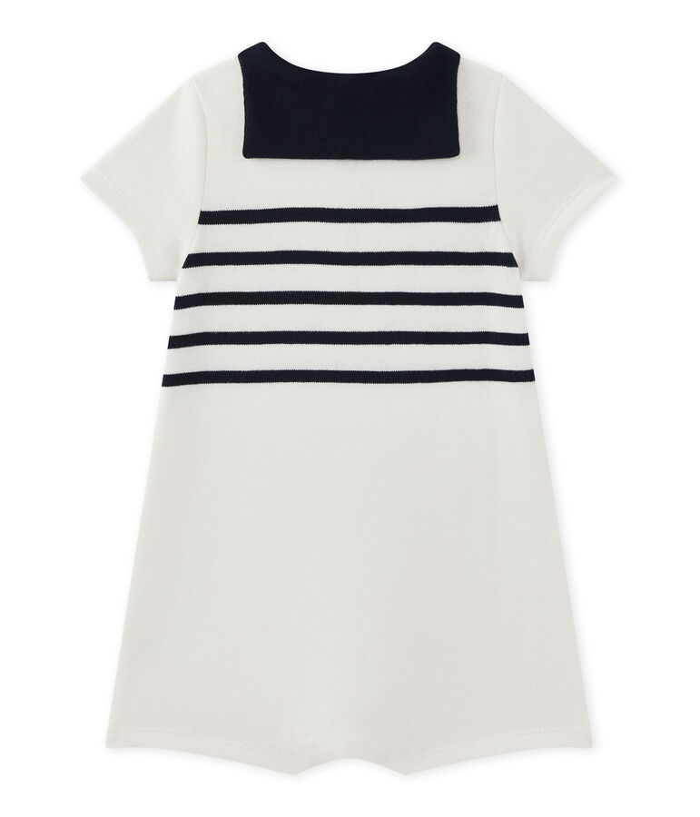 Baby boy's short-sleeved romper MARSHMALLOW white/SMOKING blue