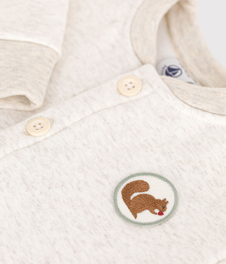 Babies' soft, warm fleece jumpsuit beige