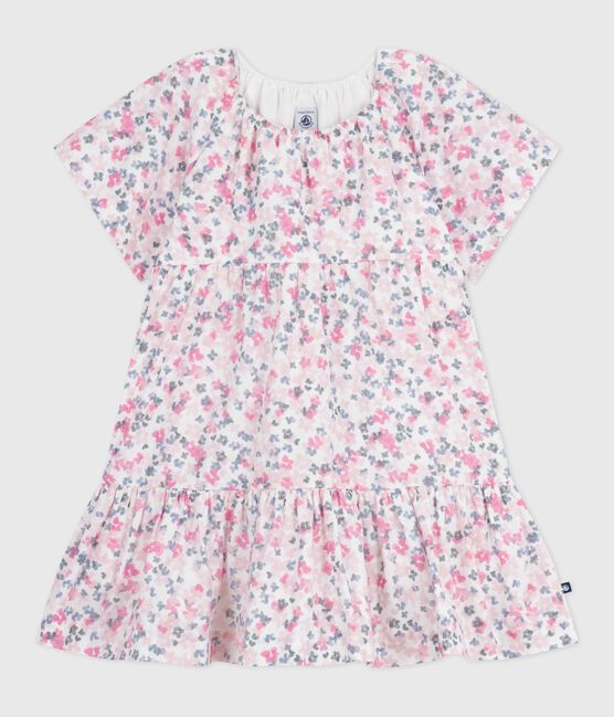 Children's short-sleeved printed cotton dress MARSHMALLOW white/MULTICO white