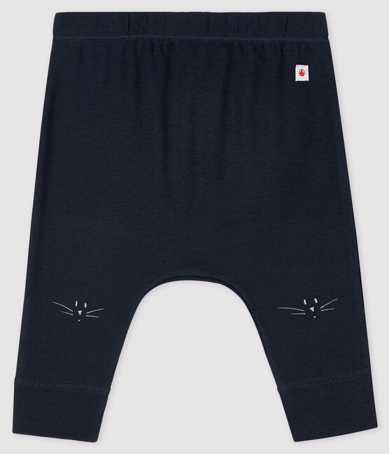 Babies' Ribbed Cat Head Leggings SMOKING blue