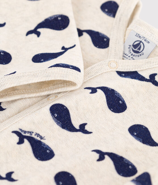 Navy Whale Velour Sleepsuit MONTELIMAR beige/MEDIEVAL blue