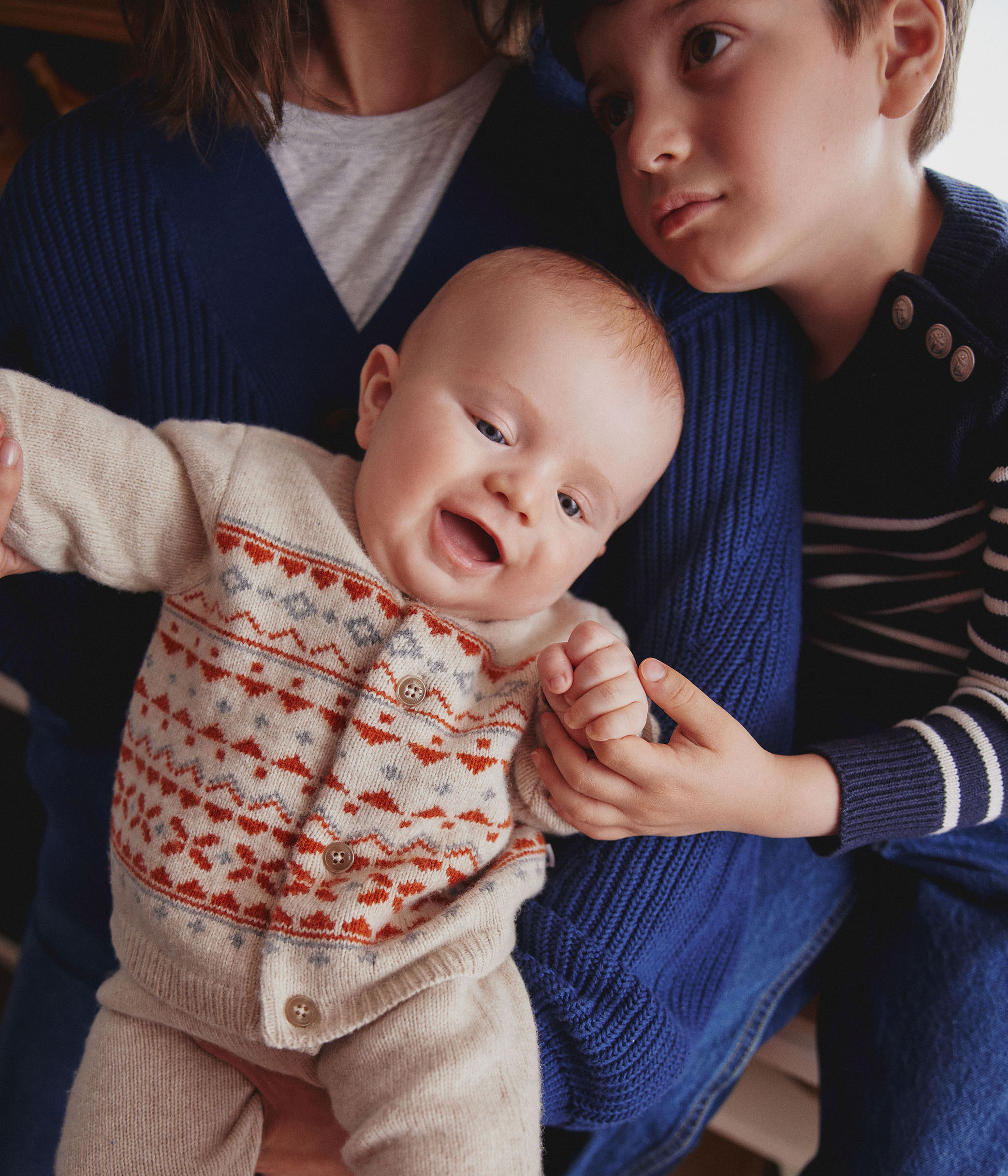 White knit baby boy outfit top