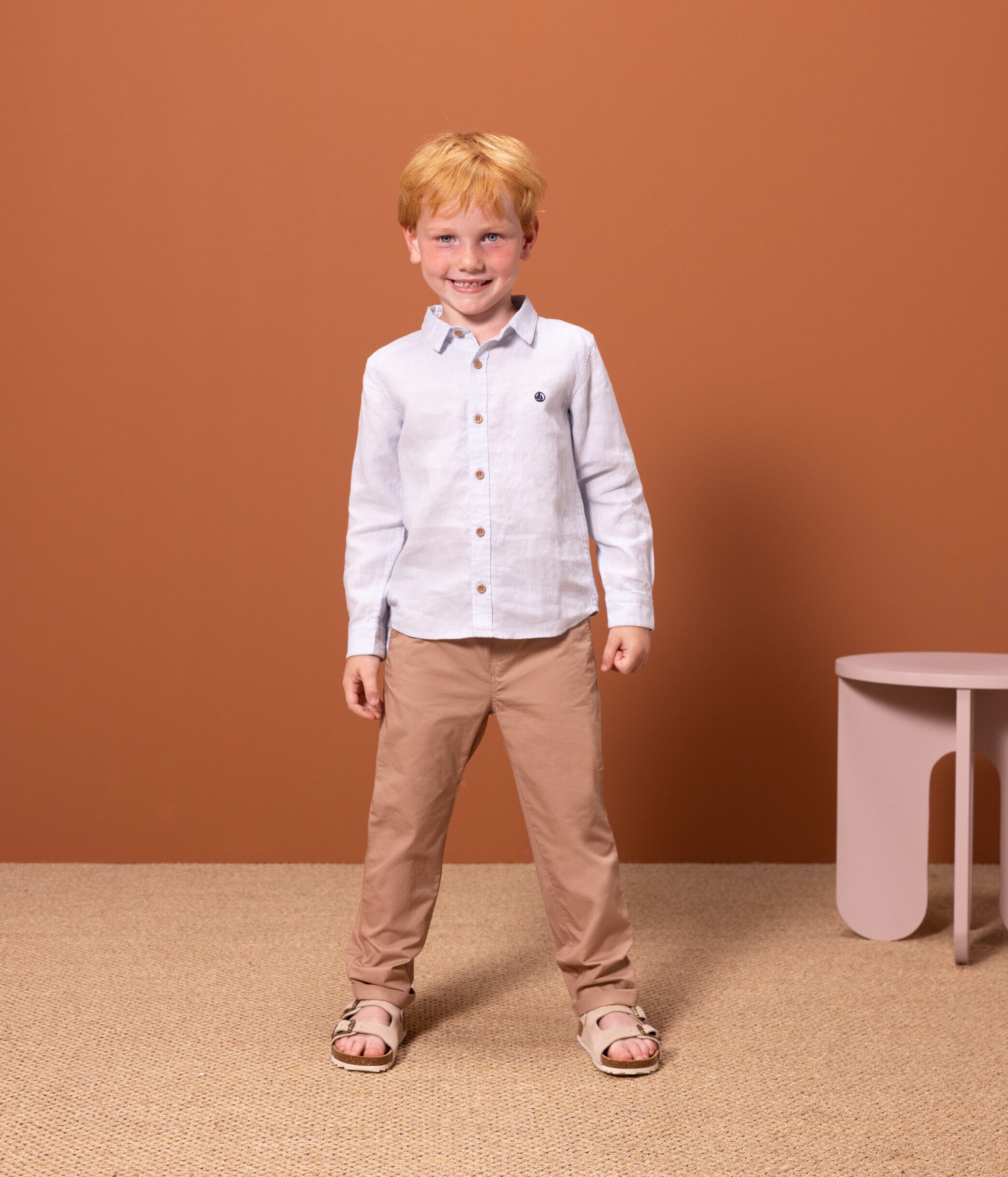 Boys Long Sleeved Linen Shirt A07NN01