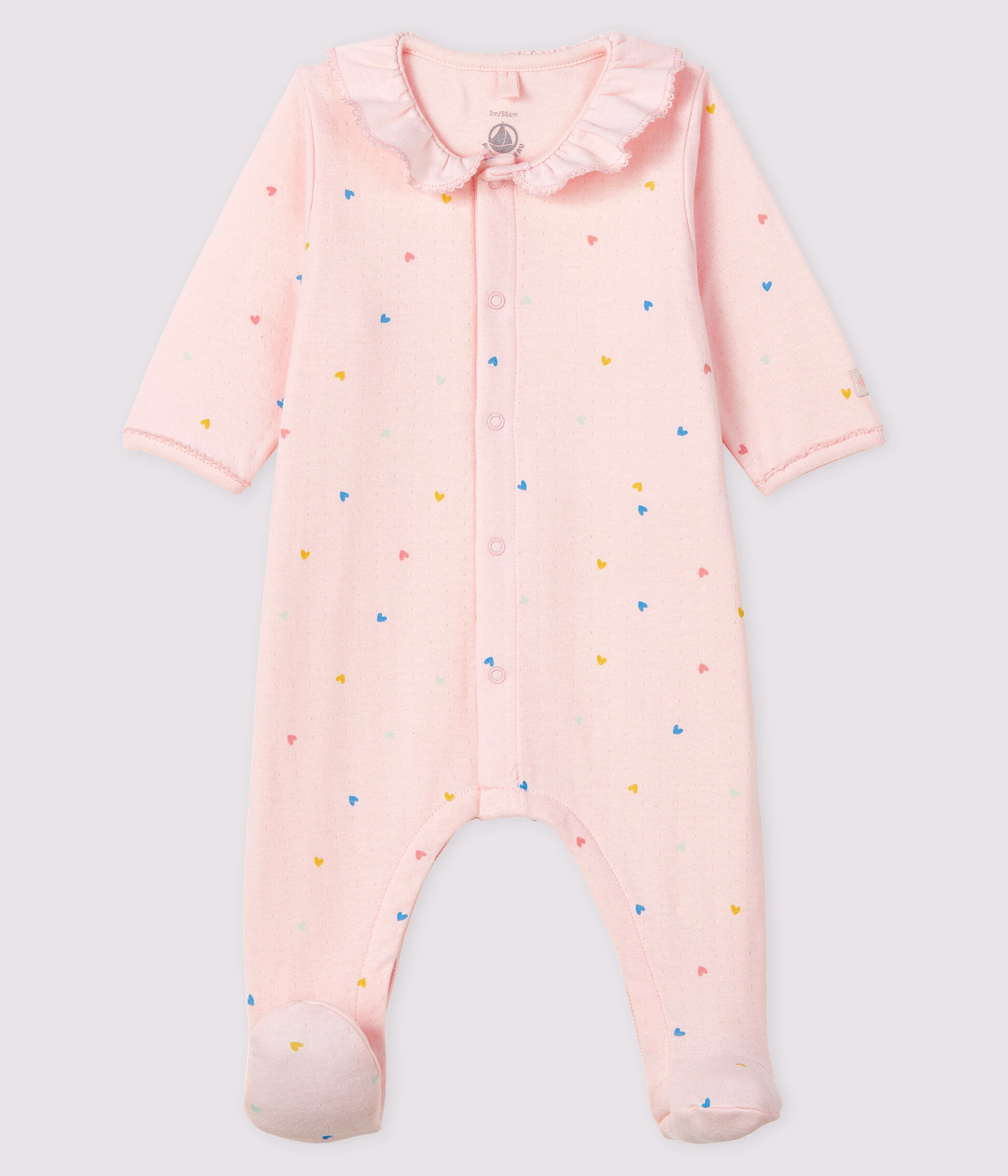 Baby Girls Tube Knit Pink Sleepsuit with Hearts 5633201070