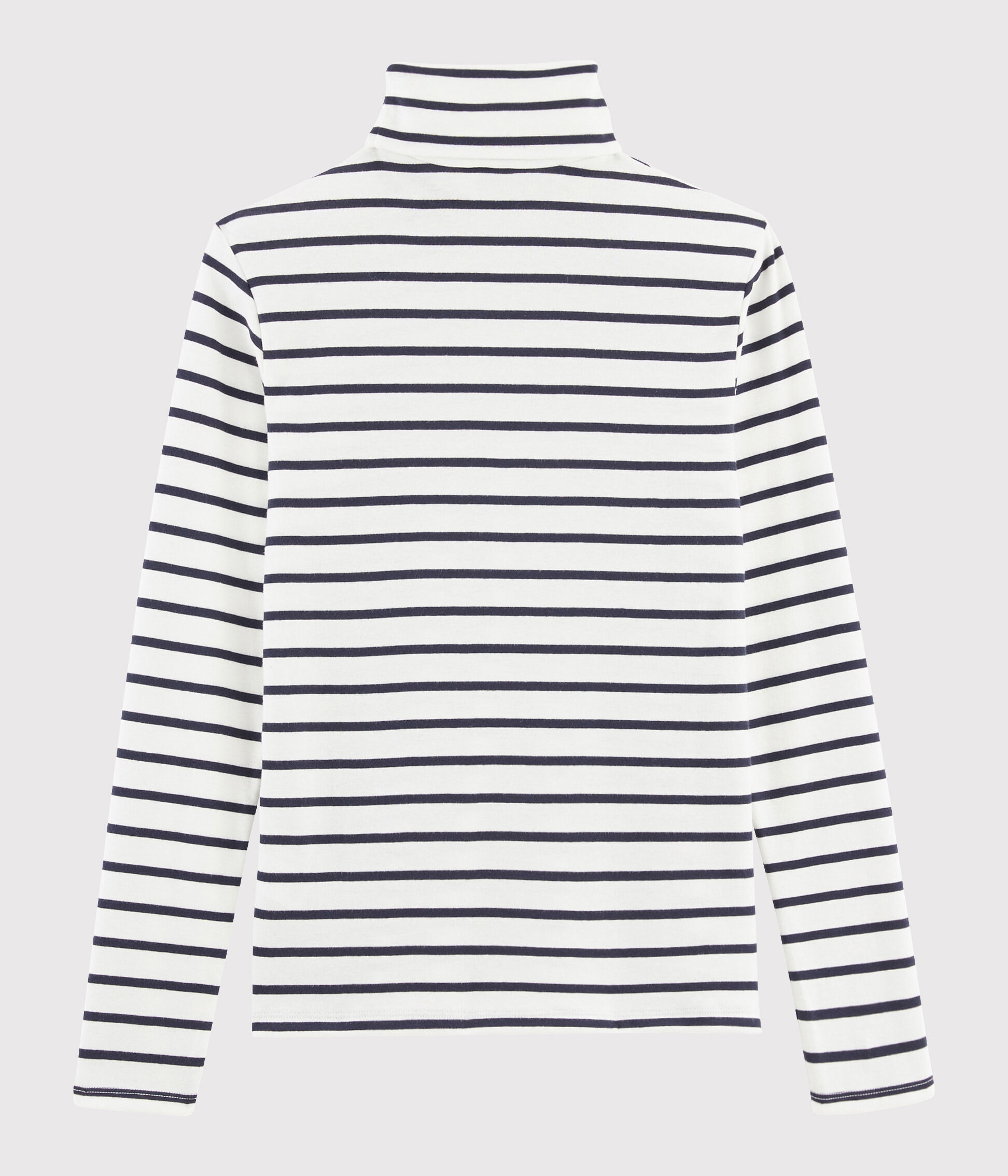 Women s Iconic Striped Cotton Polo Neck MARSHMALLOW SMOKING