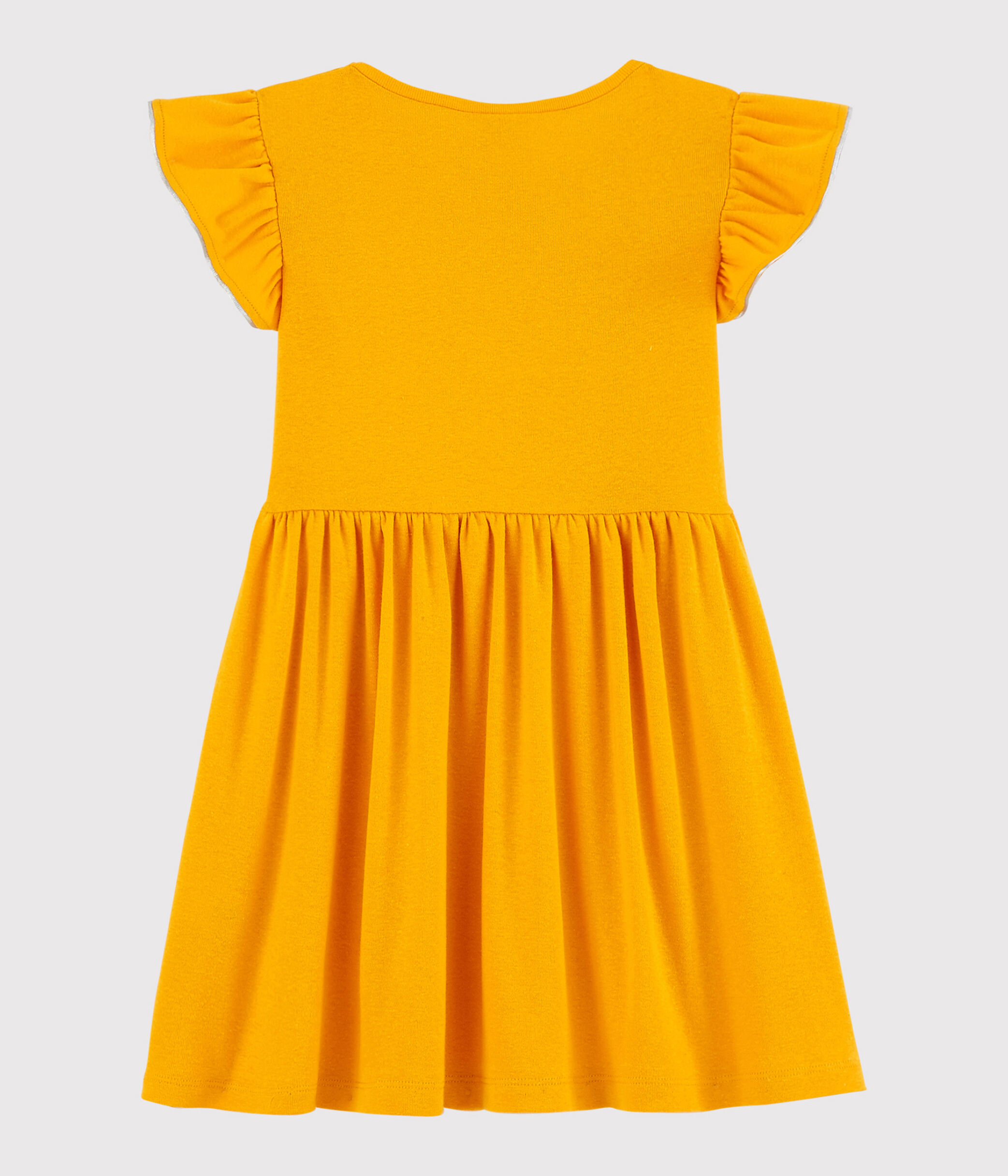 Girls Short Sleeved Cotton and Linen Dress TEHONI Petit Bateau